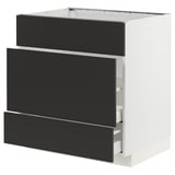 METOD / MAXIMERA Base cab f sink+3 fronts/2 drawers, white/Nickebo matt anthracite, 80x60x80 cm