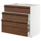 METOD / MAXIMERA Base cab f sink+3 fronts/2 drawers, white/Stensta dark brown ash veneer, 90x60x80 cm