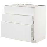 METOD / MAXIMERA Base cab f sink+3 fronts/2 drawers, white/Stensund white, 90x60x80 cm