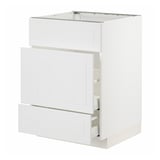 METOD / MAXIMERA Base cab f sink+3 fronts/2 drawers, white/Stensund white, 60x60x80 cm