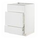 METOD / MAXIMERA Base cab f sink+3 fronts/2 drawers, white/Stensund white, 60x60x80 cm