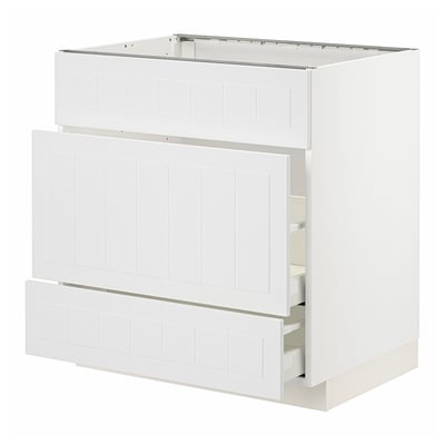 METOD / MAXIMERA Base cab f sink+3 fronts/2 drawers, white/Stensund white, 80x60x80 cm
