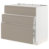 METOD / MAXIMERA Base cab f sink+3 fronts/2 drawers, white/Upplöv matt dark beige, 90x60x80 cm