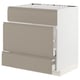 METOD / MAXIMERA Base cab f sink+3 fronts/2 drawers, white/Upplöv matt dark beige, 80x60x80 cm