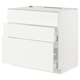 METOD / MAXIMERA Base cab f sink+3 fronts/2 drawers, white/Vallstena white, 90x60x80 cm