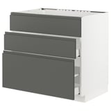 METOD / MAXIMERA Base cab f sink+3 fronts/2 drawers, white/Voxtorp dark grey, 90x60x80 cm