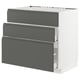 METOD / MAXIMERA Base cab f sink+3 fronts/2 drawers, white/Voxtorp dark grey, 90x60x80 cm