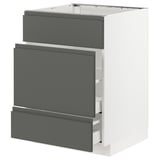 METOD / MAXIMERA Base cab f sink+3 fronts/2 drawers, white/Voxtorp dark grey, 60x60x80 cm