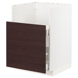 METOD / MAXIMERA Base cab f TALLSJÖN sink, white Askersund/dark brown ash effect, 60x60 cm