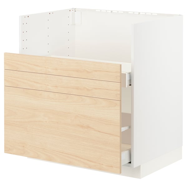 METOD / MAXIMERA Base cab f TALLSJÖN sink, white/Askersund light ash effect, 80x60 cm