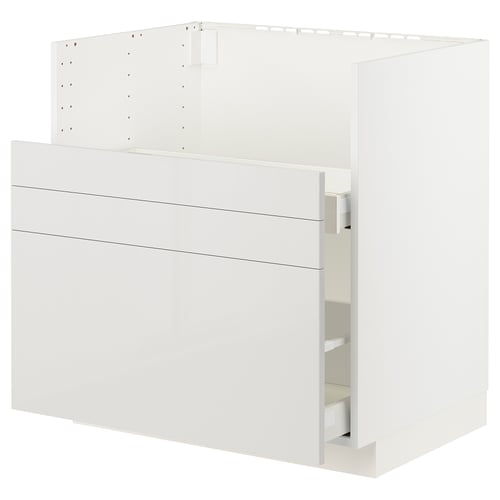 METOD kitchen unit, white glossy drawer.