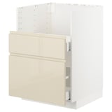 METOD / MAXIMERA Base cab f TALLSJÖN sink, white/Voxtorp high-gloss light beige, 60x60 cm