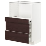 METOD / MAXIMERA Base cab w pull-out shelf/2 drawers, white Askersund/dark brown ash effect, 60x41x80 cm