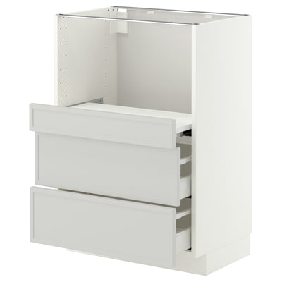 METOD / MAXIMERA Base cab w pull-out shelf/2 drawers, white/Aspudden light grey, 60x41x80 cm