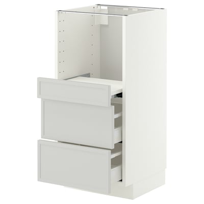 METOD / MAXIMERA Base cab w pull-out shelf/2 drawers, white/Aspudden light grey, 40x41x80 cm