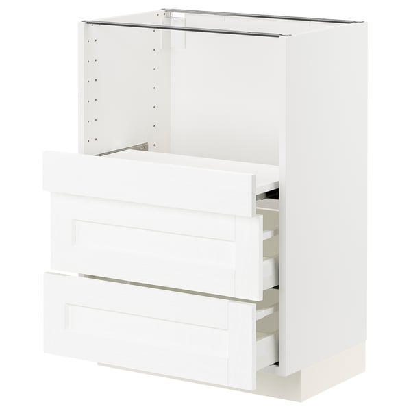 METOD / MAXIMERA Base cab w pull-out shelf/2 drawers, white Enköping/white wood effect, 60x41x80 cm