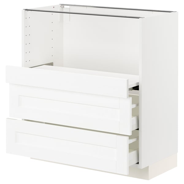 METOD / MAXIMERA Base cab w pull-out shelf/2 drawers, white Enköping/white wood effect, 80x41x80 cm