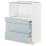 METOD / MAXIMERA Base cab w pull-out shelf/2 drawers, white/Kallarp light grey-blue, 60x41x80 cm