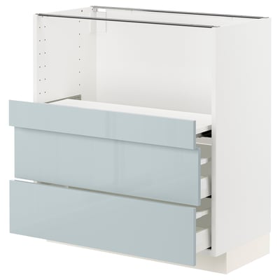 METOD / MAXIMERA Base cab w pull-out shelf/2 drawers, white/Kallarp light grey-blue, 80x41x80 cm