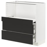 METOD / MAXIMERA Base cab w pull-out shelf/2 drawers, white/Nickebo matt anthracite, 80x41x80 cm