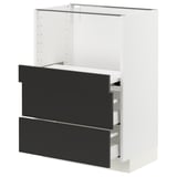 METOD / MAXIMERA Base cab w pull-out shelf/2 drawers, white/Nickebo matt anthracite, 60x41x80 cm