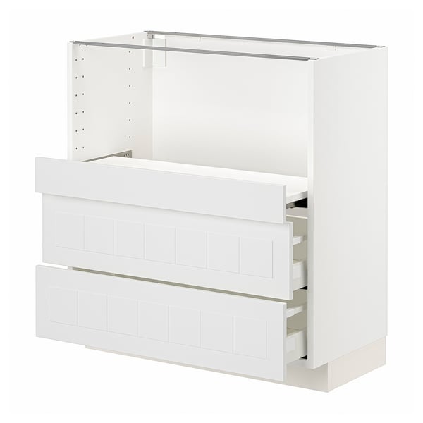 METOD / MAXIMERA Base cab w pull-out shelf/2 drawers, white/Stensund white, 80x41x80 cm