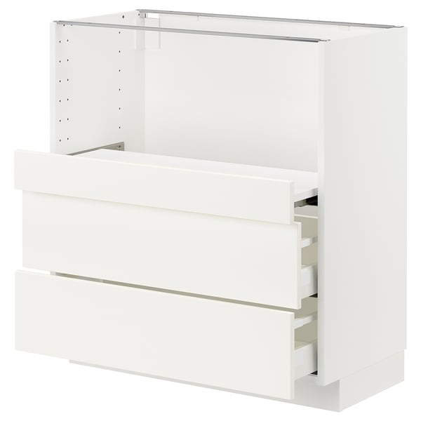 METOD / MAXIMERA Base cab w pull-out shelf/2 drawers, white/Vallstena white, 80x41x80 cm