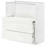 METOD / MAXIMERA Base cab w pull-out shelf/2 drawers, white/Vallstena white, 80x41x80 cm