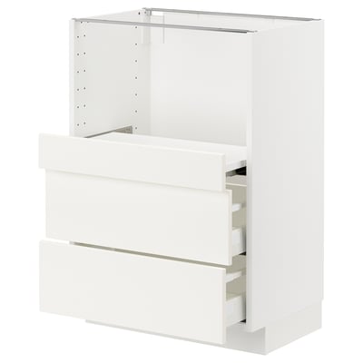 METOD / MAXIMERA Base cab w pull-out shelf/2 drawers, white/Vallstena white, 60x41x80 cm