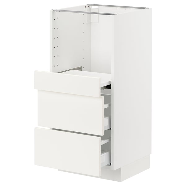 METOD / MAXIMERA Base cab w pull-out shelf/2 drawers, white/Vallstena white, 40x41x80 cm