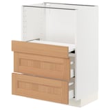 METOD / MAXIMERA Base cab w pull-out shelf/2 drawers, white/Vedhamn oak, 60x41x80 cm