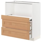 METOD / MAXIMERA Base cab w pull-out shelf/2 drawers, white/Vedhamn oak, 80x41x80 cm