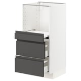METOD / MAXIMERA Base cab w pull-out shelf/2 drawers, white/Voxtorp dark grey, 40x41x80 cm