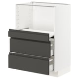 METOD / MAXIMERA Base cab w pull-out shelf/2 drawers, white/Voxtorp dark grey, 60x41x80 cm