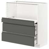 METOD / MAXIMERA Base cab w pull-out shelf/2 drawers, white/Voxtorp dark grey, 80x41x80 cm