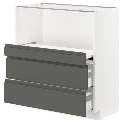 Modern grey kitchen unit, METOD, with smooth drawers.