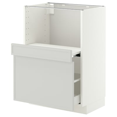 METOD / MAXIMERA Base cab w pull-out shelf/drawer, white/Aspudden light grey, 60x41x80 cm