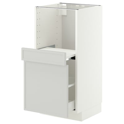 METOD / MAXIMERA Base cab w pull-out shelf/drawer, white/Aspudden light grey, 40x41x80 cm