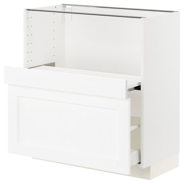METOD / MAXIMERA Base cab w pull-out shelf/drawer, white Enköping/white wood effect, 80x41x80 cm