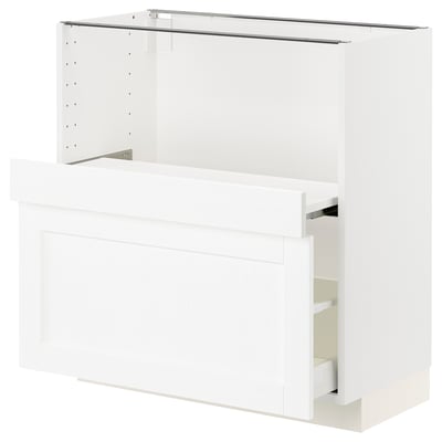 METOD / MAXIMERA Base cab w pull-out shelf/drawer, white Enköping/white wood effect, 80x41x80 cm