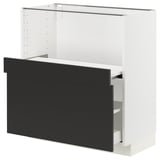 METOD / MAXIMERA Base cab w pull-out shelf/drawer, white/Nickebo matt anthracite, 80x41x80 cm