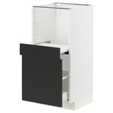 METOD / MAXIMERA Base cab w pull-out shelf/drawer, white/Nickebo matt anthracite, 40x41x80 cm