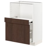 METOD / MAXIMERA Base cab w pull-out shelf/drawer, white/Sinarp brown, 60x41x80 cm