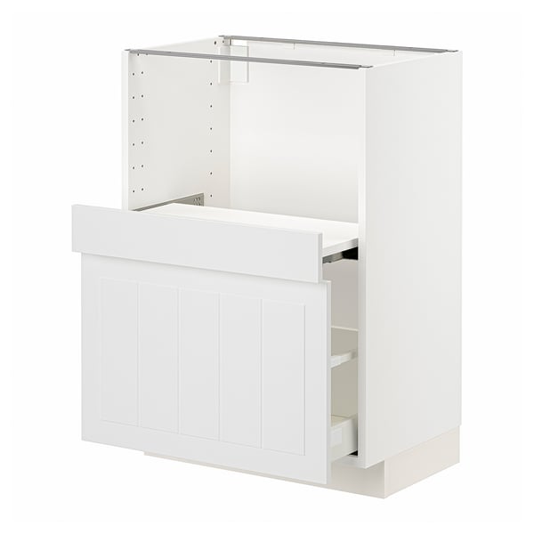METOD / MAXIMERA Base cab w pull-out shelf/drawer, white/Stensund white, 60x41x80 cm