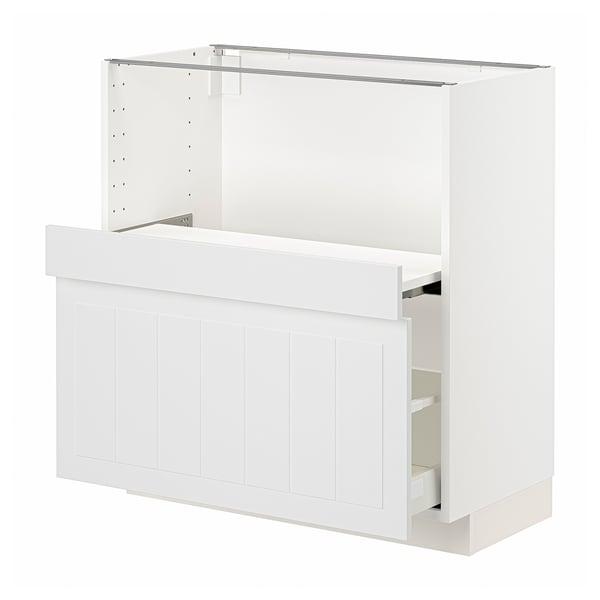 METOD / MAXIMERA Base cab w pull-out shelf/drawer, white/Stensund white, 80x41x80 cm