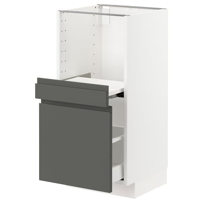 METOD / MAXIMERA Base cab w pull-out shelf/drawer, white/Voxtorp dark grey, 40x41x80 cm