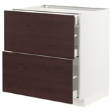METOD / MAXIMERA Base cab with 2 fronts/3 drawers, white Askersund/dark brown ash effect, 80x60x80 cm