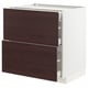 METOD / MAXIMERA Base cab with 2 fronts/3 drawers, white Askersund/dark brown ash effect, 80x60x80 cm
