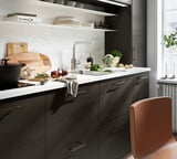 METOD / MAXIMERA Base cab with 2 fronts/3 drawers, white Askersund/dark brown ash effect, 75x60x80 cm