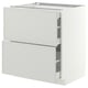 METOD / MAXIMERA Base cab with 2 fronts/3 drawers, white/Aspudden light grey, 75x60x80 cm